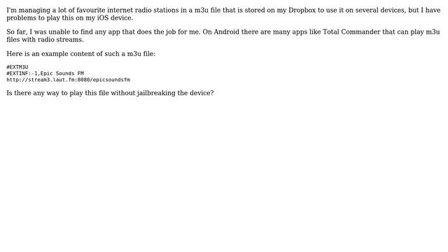 Apple: How to stream a M3U file on iOS devices? смотреть онлайн