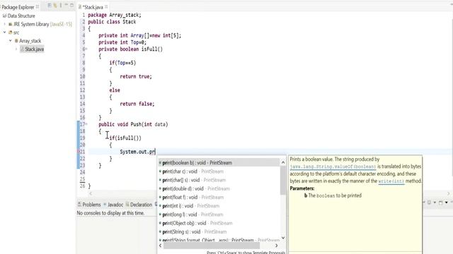 Push Operation in Stack using Array in java | IsFull Operation | Stack Implementation смотреть онлайн