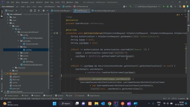 JWT rolebased project part 6.5 // Creating JWTFilter class // Easy Learning Channel смотреть онлайн