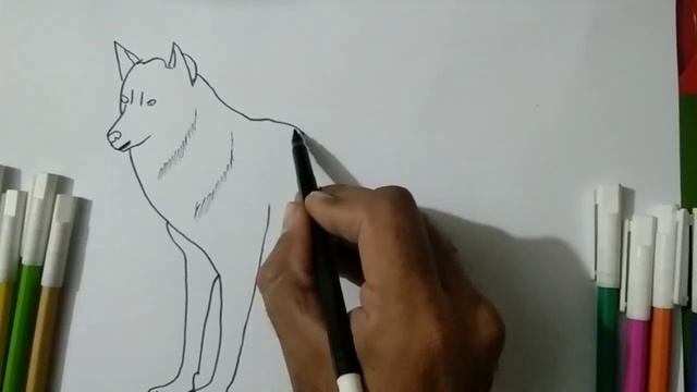 How to draw a wolf| wolf drawing|easy wolf drawing | dibujo de lobo|رسم ذئب للاطفال смотреть онлайн