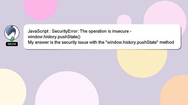 JavaScript : SecurityError: The operation is insecure - window.history.pushState() смотреть онлайн