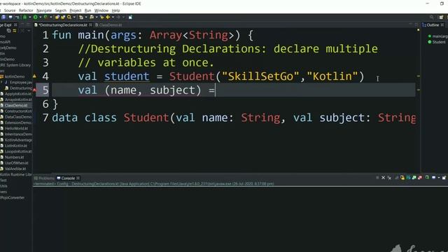 What is Destructuring declaration in Kotlin | Kotlin tutorial for beginners part 16. смотреть онлайн
