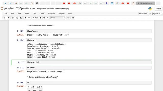 Python Pandas DataFrame Operations смотреть онлайн