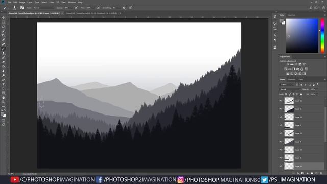 Flat Landscape Scenery | Photoshop cc 2018 Speed art смотреть онлайн
