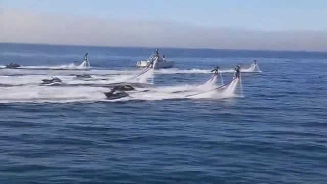 Экстримальный спорт Флайбордчеловек летает на водяной струе смотреть онлайн