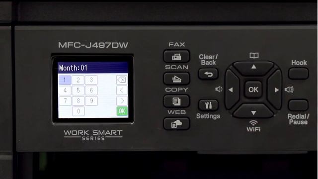 Resetting the Date and Time – Brother MFCJ497DW or MFCJ491DW смотреть онлайн