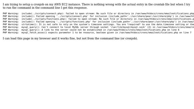 Problems with a PHP include from the command line (or cronjob) смотреть онлайн