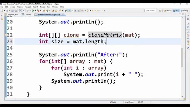 rotate nxn matrix to right in java смотреть онлайн