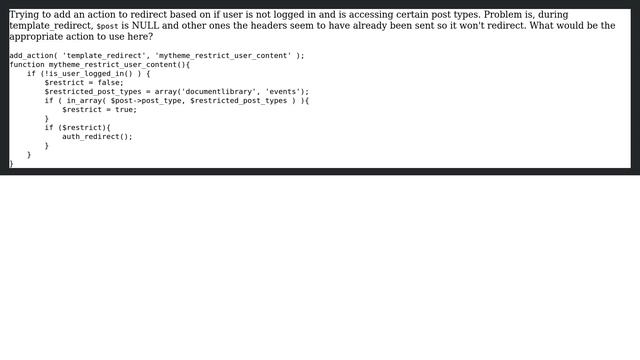 Wordpress: What hook to use to redirect based on $post смотреть онлайн