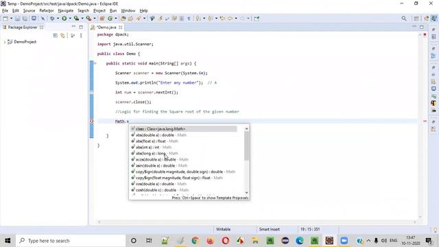 Java program to find the square root of the given number смотреть онлайн
