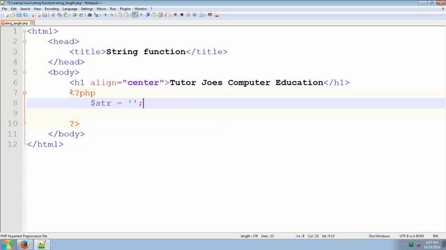 String Function In PHP String Length (strlen) in Tamil смотреть онлайн