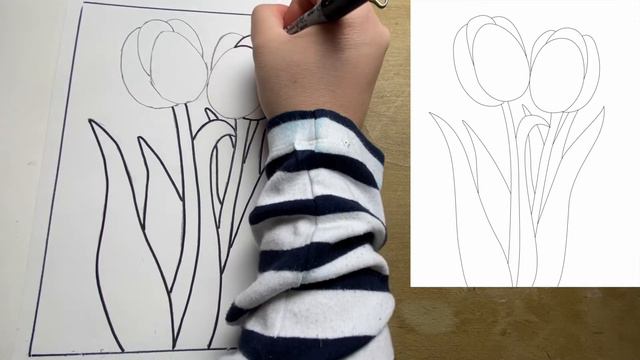Easy Tulip Drawing Tutorial смотреть онлайн