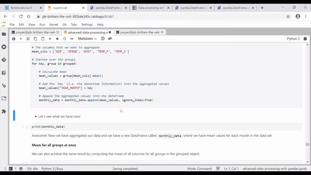 Geo-Python 2020 Lesson 6.2 - Data analysis with Pandas (ctd.) смотреть онлайн