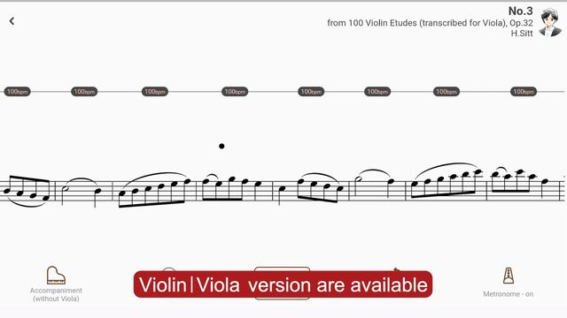 Play with accompaniment : No.3 from 100 Violin Etudes (transcribed for Viola), Op.32 | H.Sitt смотреть онлайн