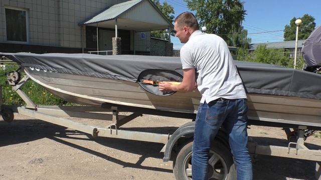 Супер тент для Вятбот 390Р. Тент для транспортировки и стоянки лодки. смотреть онлайн