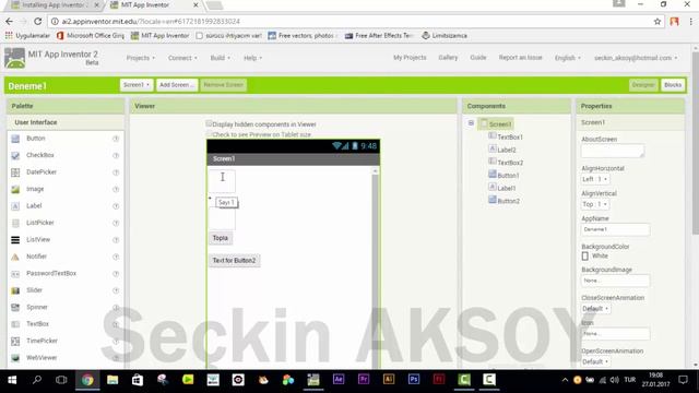 MIT App Inventor Ders 1