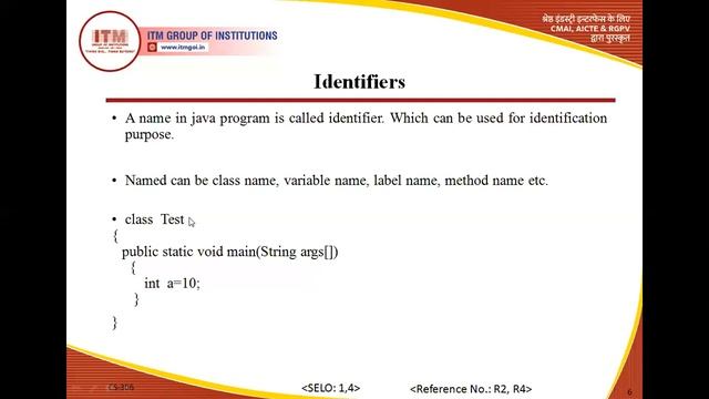 CS 306 COMPUTER WORKSHOP JAVA IDENTIFIERS AND RESERVED WORDS B.TECH II YEAR смотреть онлайн