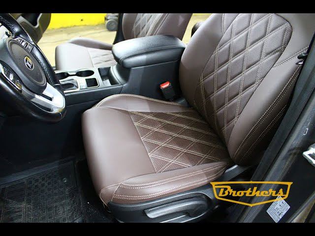 Авточехлы для Киа Спортейдж 4 с ромбами, цвет шоколад смотреть онлайн