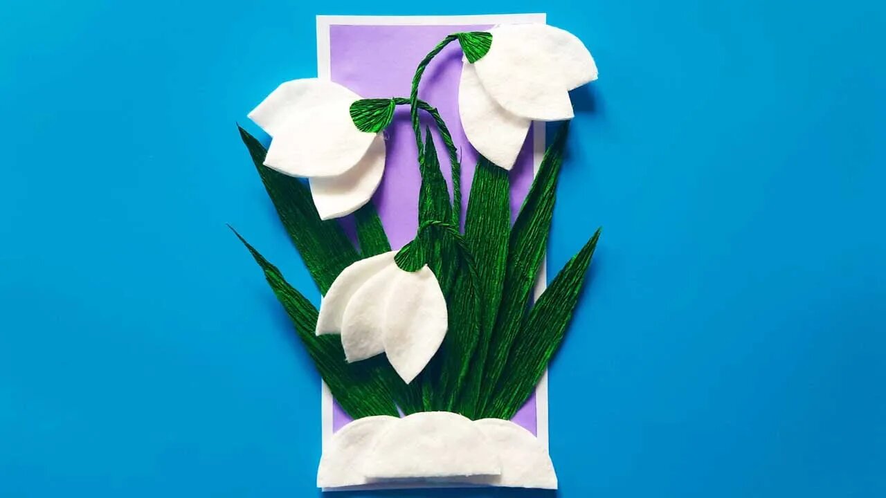 Поделка "Подснежники" своими руками из бумаги и ватных дисков смотреть онлайн