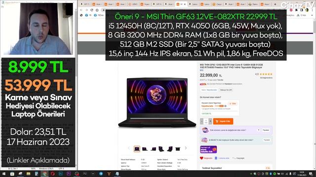 8.999 TL - 53.999 TL Arası Karne ve Sınav Hediyesi İçin Laptop Önerileri (17 Haziran 2023) смотреть онлайн