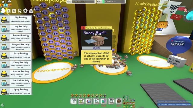Собрал улей из 50 ФЬЮЗИ БИ (FUZZY BEE) одарённых мификов в Bee Swarm Simulator смотреть онлайн