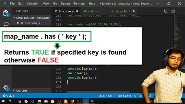16.Map Methods-Deleting a Value delete()-Clearing a Map clear()-has()-Entries()- size property смотреть онлайн