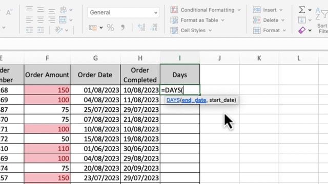 Microsoft Excel - Counting the days between two dates using the DAYS function смотреть онлайн