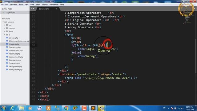 Qhia website php ( (Logical Operators ) part11 смотреть онлайн