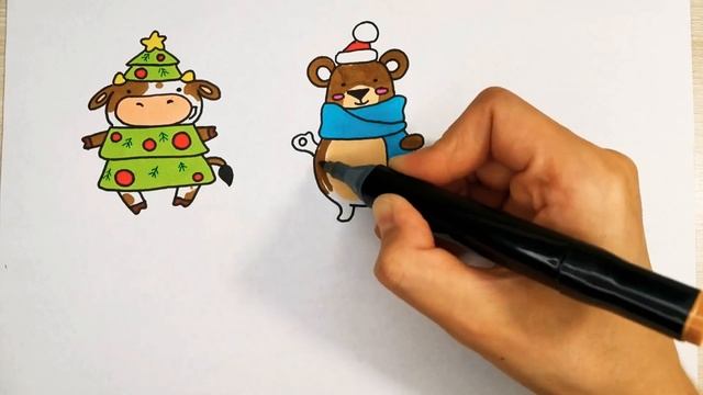 Что я рисую на НОВЫЙ ГОД/новогодние наклейки/простые рисунки на новый год смотреть онлайн