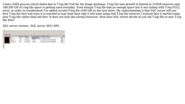 Database T-Log is full due to 'Active_transaction'. SQL server is using new T-log file first... смотреть онлайн
