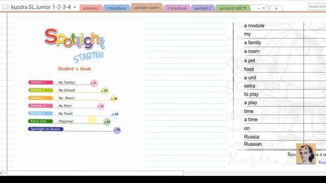 1. Spotlight Starter. Unit 0. Содержание учебника. Новые слова. Contents+Words. смотреть онлайн