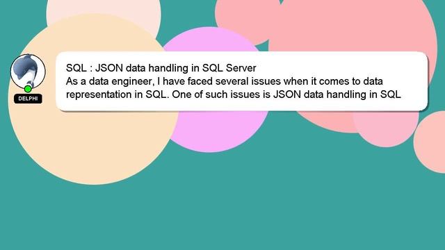 SQL : JSON data handling in SQL Server смотреть онлайн