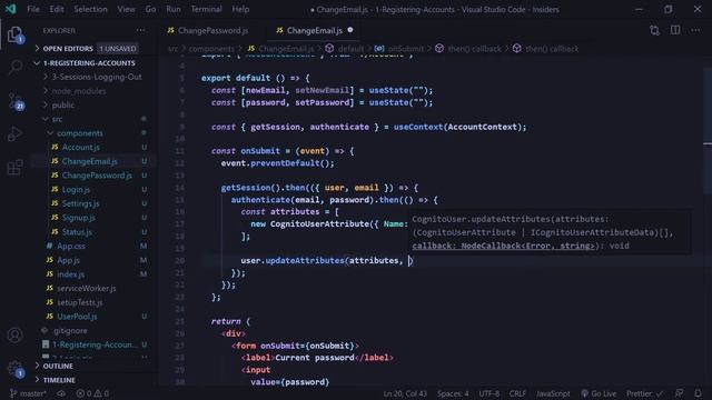 AWS Cognito + React JS Tutorial - Changing Email (2020) [Ep. 5] смотреть онлайн