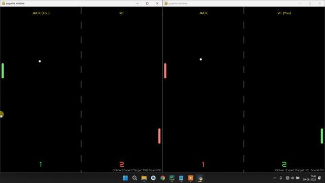 Ping-Pong online multiplayer with NEAT-AI game in Python смотреть онлайн