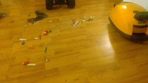 Vacuuming up Lego etc with super powerful industrial Vacuum Cleaner ( Slurp!!)