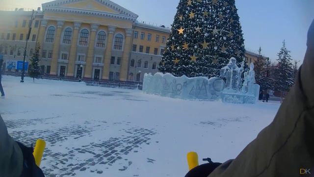 Велопрогулка. 1 Января. Площадь Новособорная. Центр города. смотреть онлайн