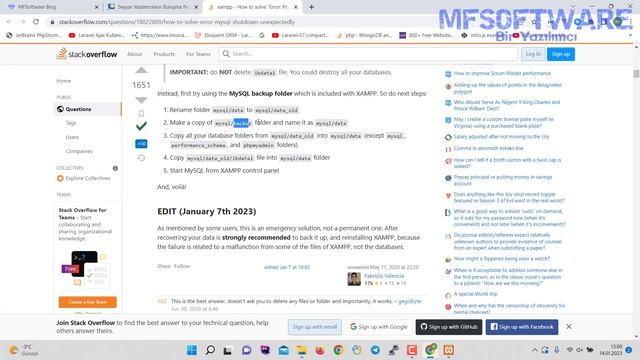 Xampp Mysql Unexpectedly Hata Çözümü #xampp #xamppserver #php | MFSoftware смотреть онлайн