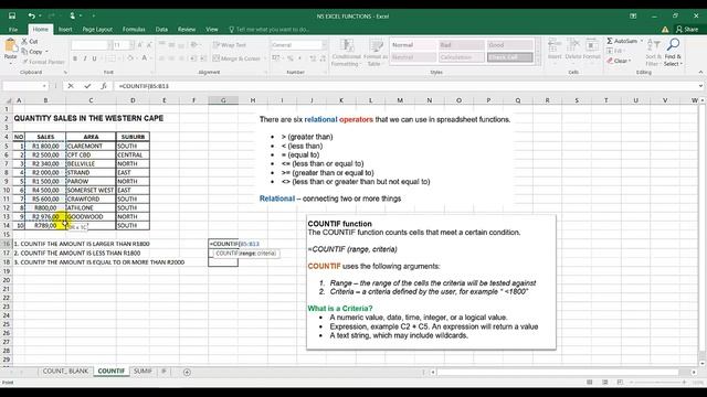 COMPUTER PRACTICE N5 : MS EXCEL FUNCTIONS COUNTIF смотреть онлайн