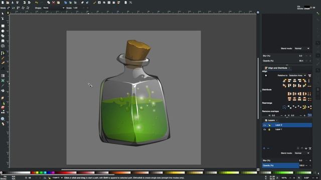 Magic potion bottle - Inkscape vector graphics - Process of creation смотреть онлайн
