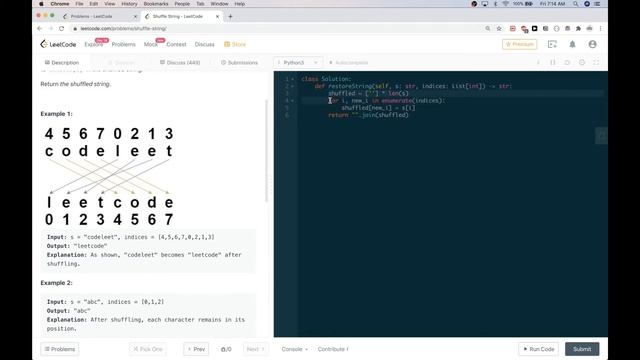 Live Coding Leetcode 1528: Shuffle String смотреть онлайн