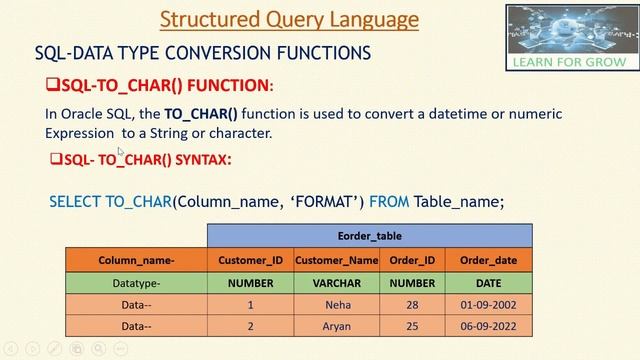 How to Write a SQL-TO_CHAR() Function |Oracle SQL | SQL in Hindi | Learn For Grow | Concept#35 смотреть онлайн