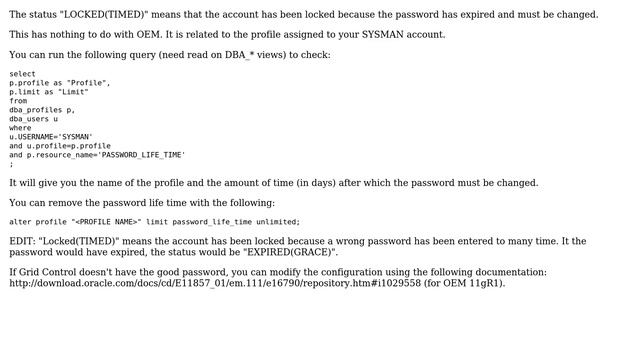 Databases: Oracle Enterprise Manager (OEM) locking SYSMAN account (3 Solutions!!) смотреть онлайн