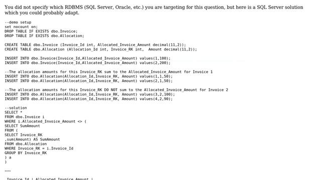 Databases: compare sum of one table with a field on another table смотреть онлайн