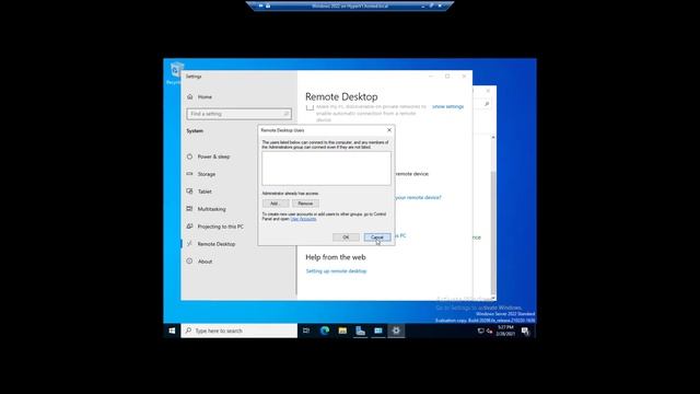 Tutorial on enabling Remote Desktop in Windows Server 2022 смотреть онлайн