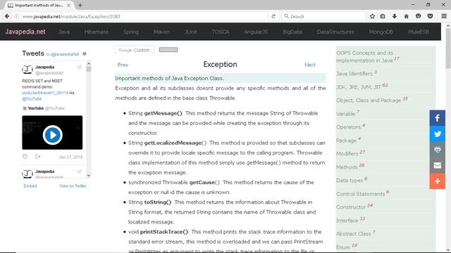 Important methods of Java Exception Class.
| javapedia.net смотреть онлайн