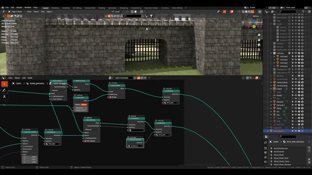Quick Boolean Door - Castle generator (6/xx). Blender Geometry Nodes. смотреть онлайн