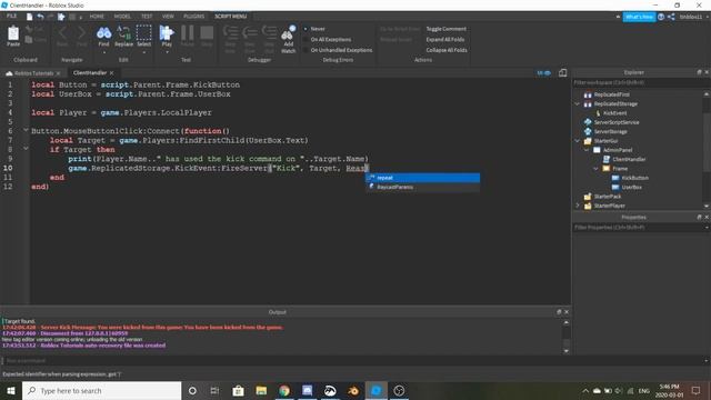 Admin Panel: Kick Command | Roblox Studio Tutorial смотреть онлайн