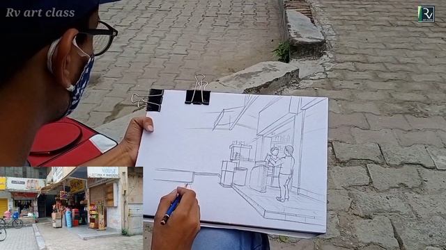 Outdoor Composition For BFA Entrence Exam. market drawing. part 1 смотреть онлайн