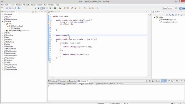 Let's Code - Caesar Cipher aka Cäsar Verschlüsselung in Java смотреть онлайн