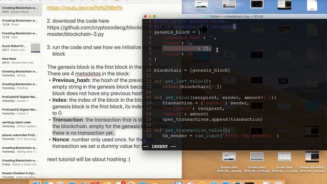 Creating Blockchain with Python #3 - Genesis Block смотреть онлайн
